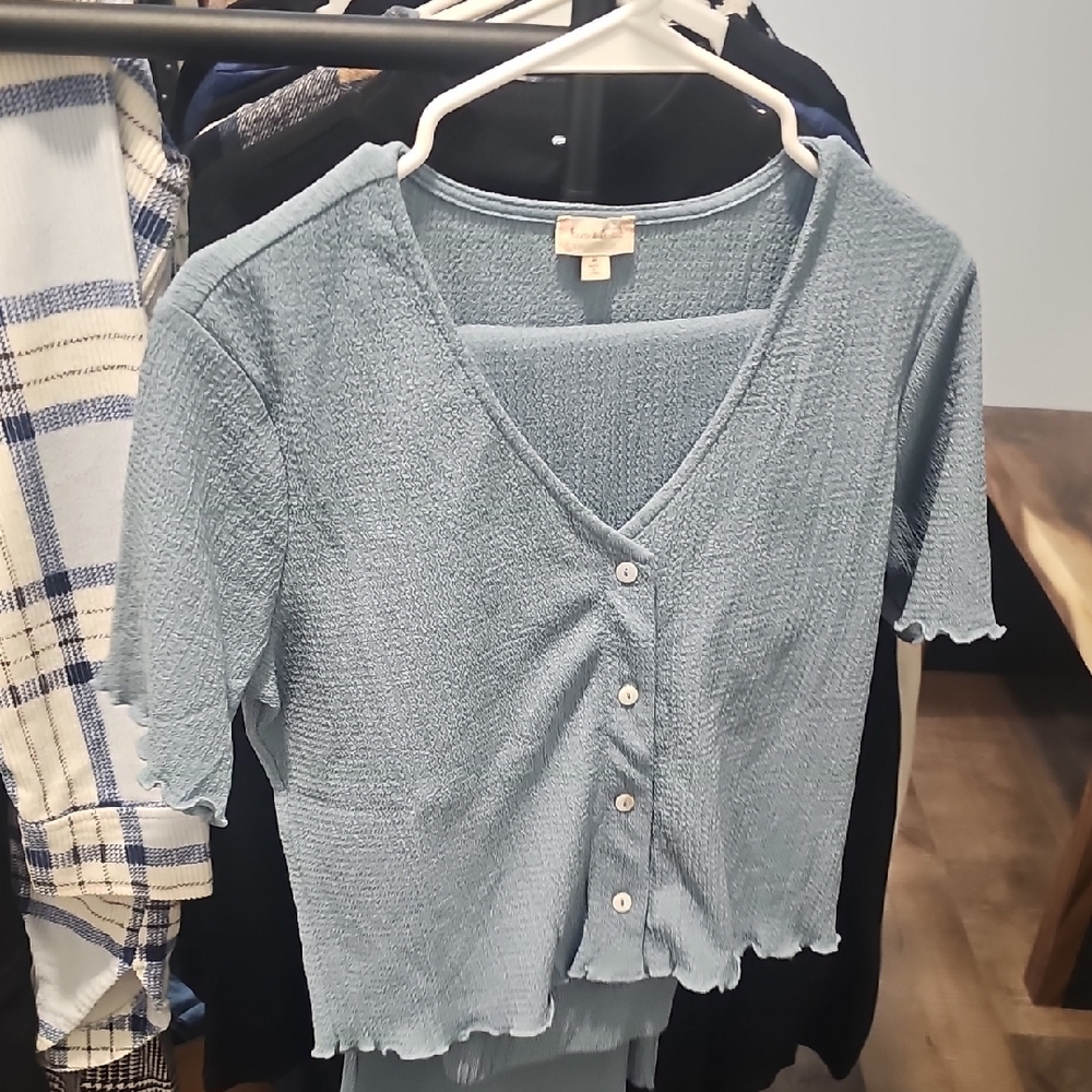 Hem & Thread Light Blue Button Down Shirt And Pants Set